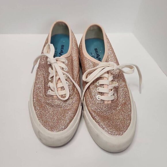 SeaVees J.Crew Womens Rose Gold Sparkle Glitter Legend Sneaker Shoes Size 6 - Picture 2 of 11